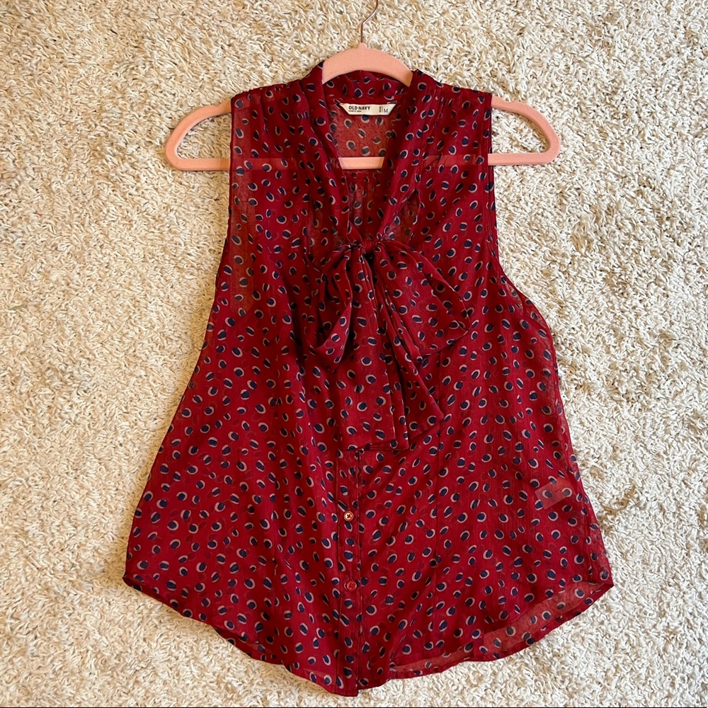 Old Navy Tie Neck Button Tank Blouse
